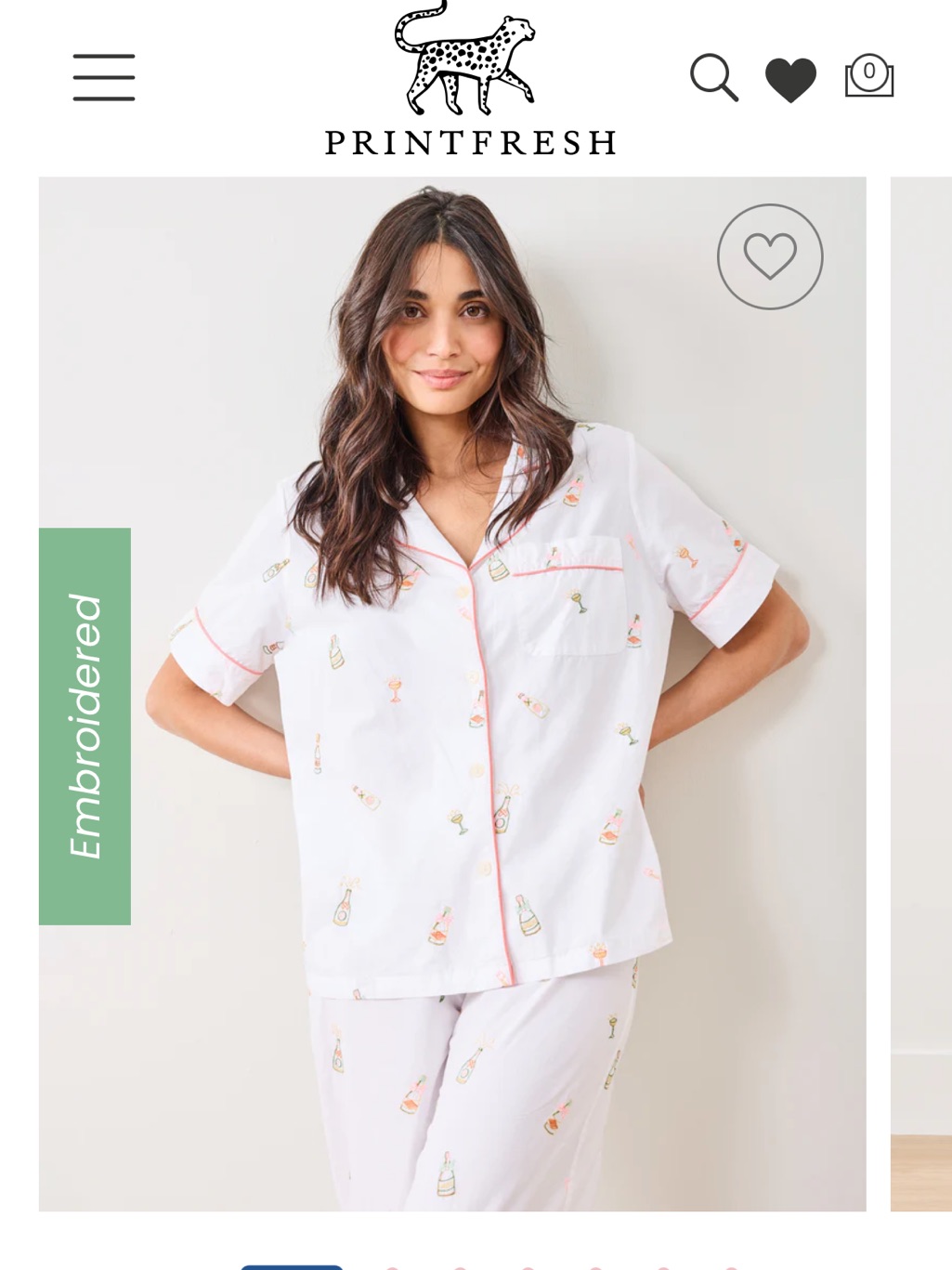 Printfresh White Embroidered Short Pajama Set With Pink Trim